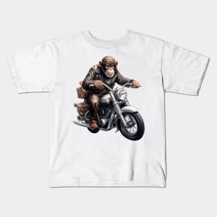 Monkey Biker Retro Motorcycle Kids T-Shirt